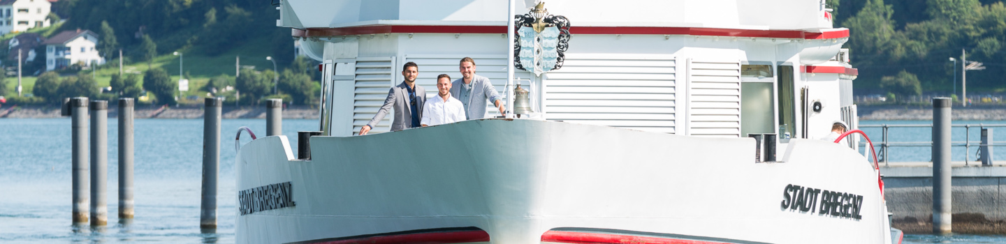 Team PIER69 und Kapitän auf dem MS Stadt Bregenz